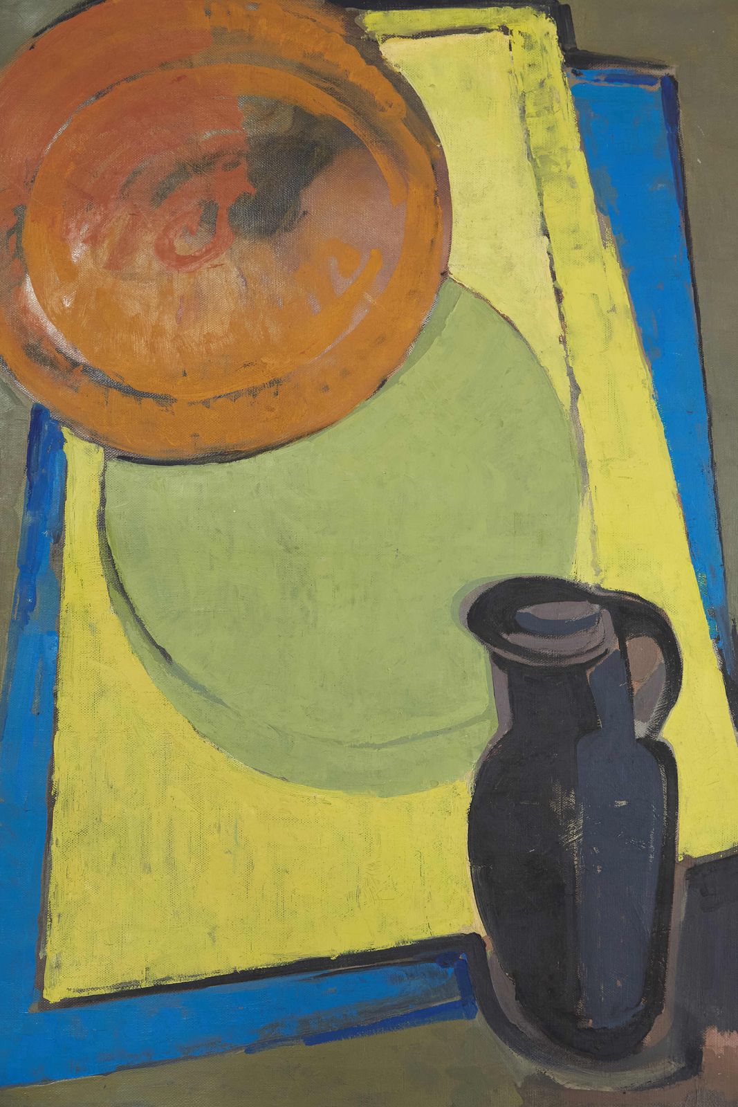 Still Life Painting With A Black Jug In Acrylic On Canvas, Anon photo furniture