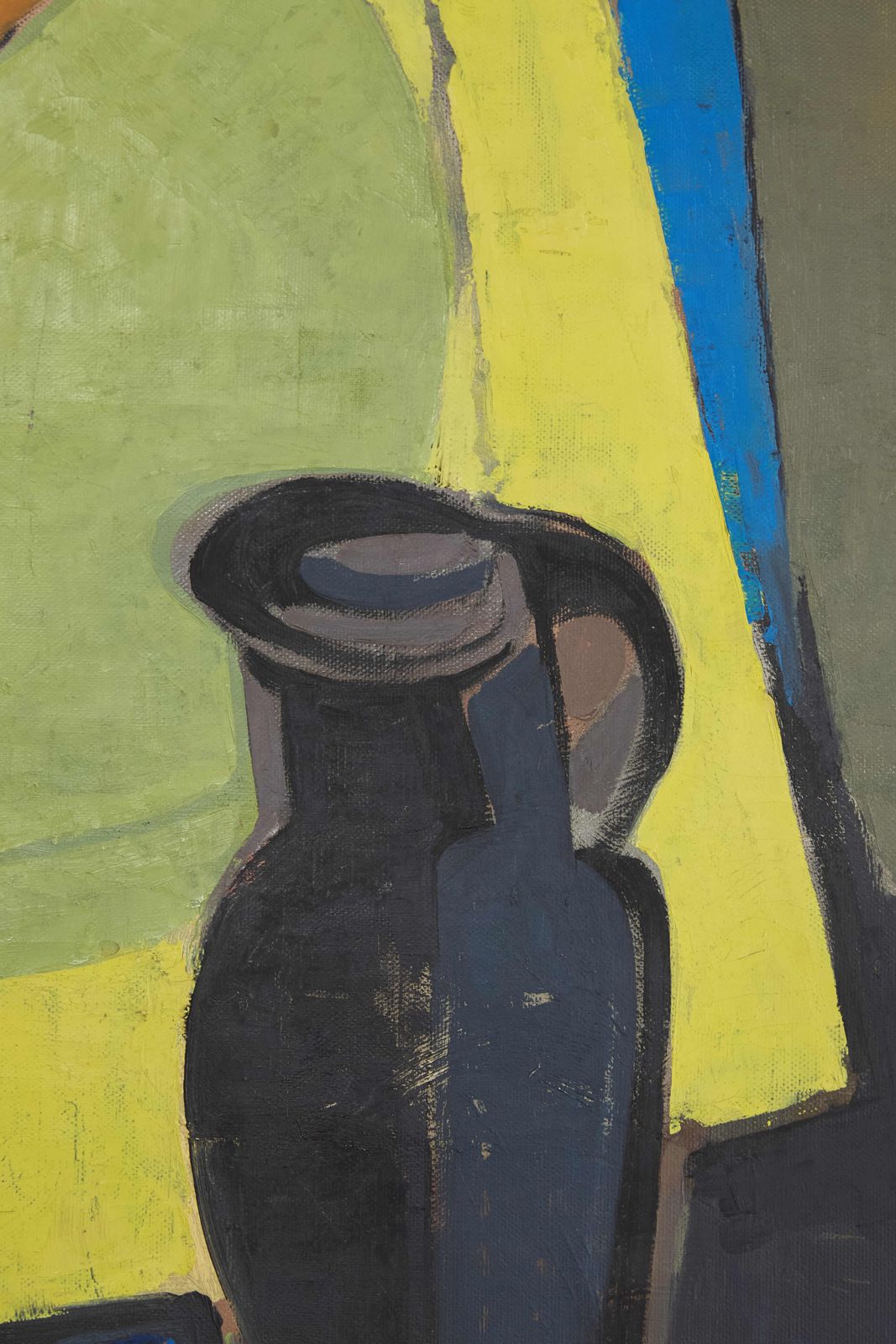 Still Life Painting With A Black Jug In Acrylic On Canvas, Anon photo for sale