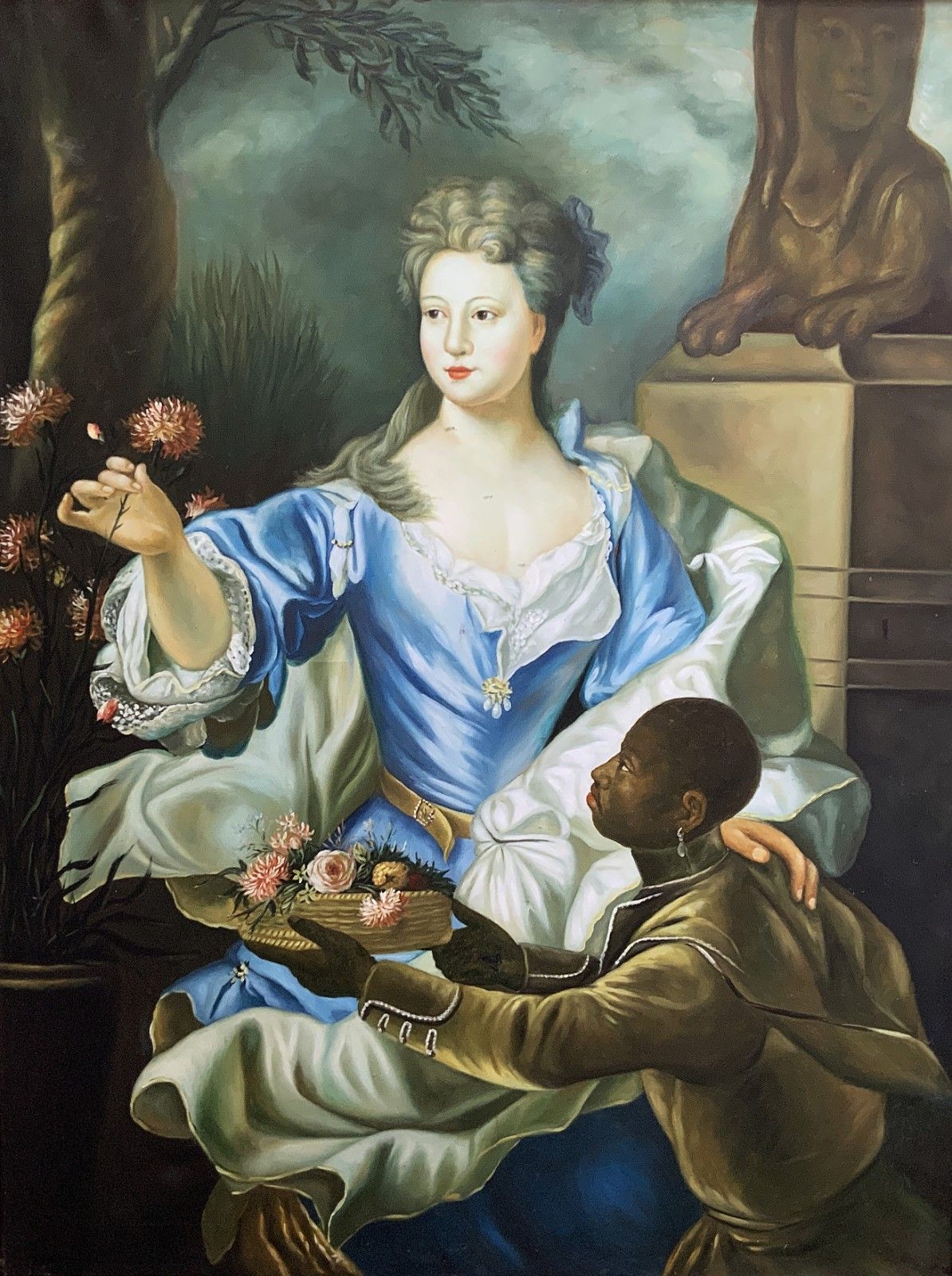 Large Magnificent Oil Portrait Painting 18thc Georgian Style Antique (1 Of 2) photo for sale