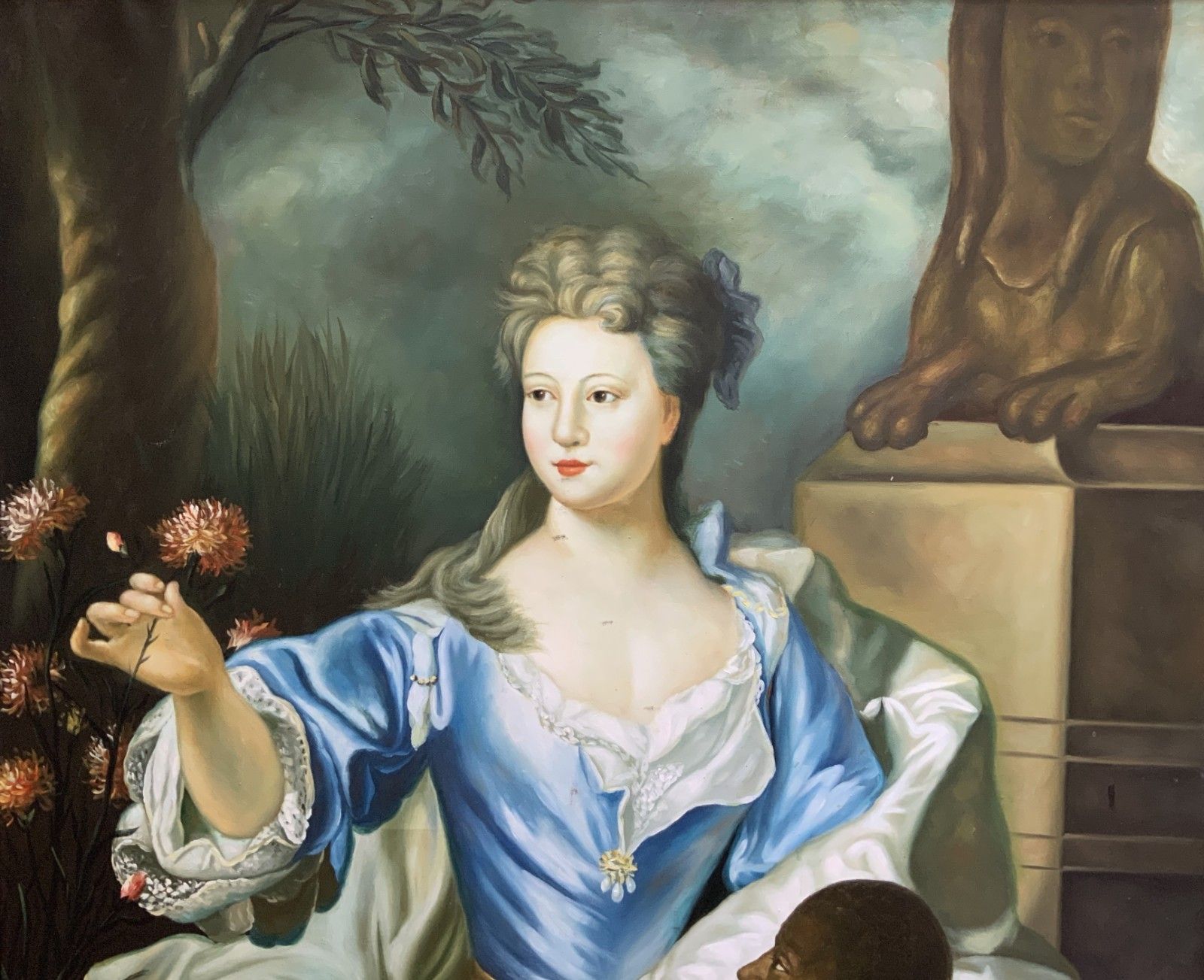 Large Magnificent Oil Portrait Painting 18thc Georgian Style Antique (1 Of 2) photo Art