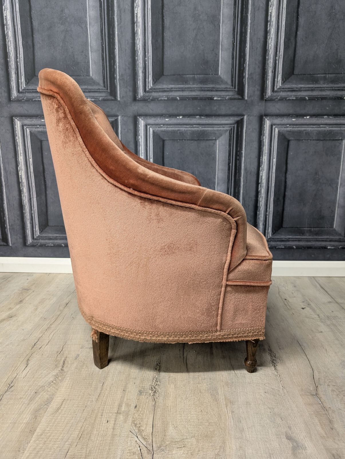 Antique French Napoleon III Crapaud Tub Chair In Terracotta Velvet, Circa 1870 photo vinterior