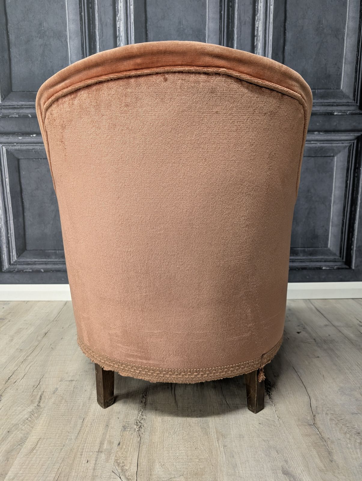 Antique French Napoleon III Crapaud Tub Chair In Terracotta Velvet, Circa 1870 photo vintage
