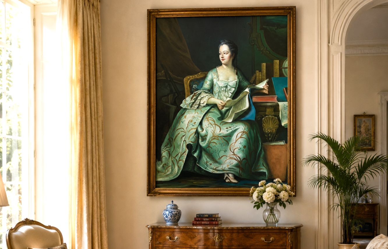 Large Magnificent Oil Portrait Painting 18thc Georgian Style Antique (2 Of 2) photo furniture