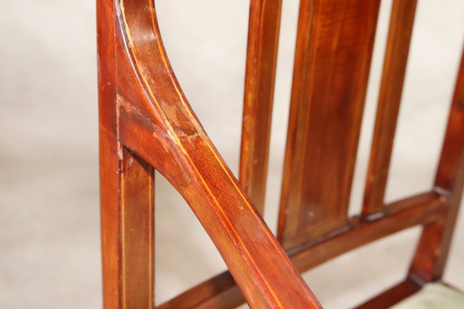 photo vinterior Antique Edwardian Inlaid Mahogany Elbow Chair / Desk Chair