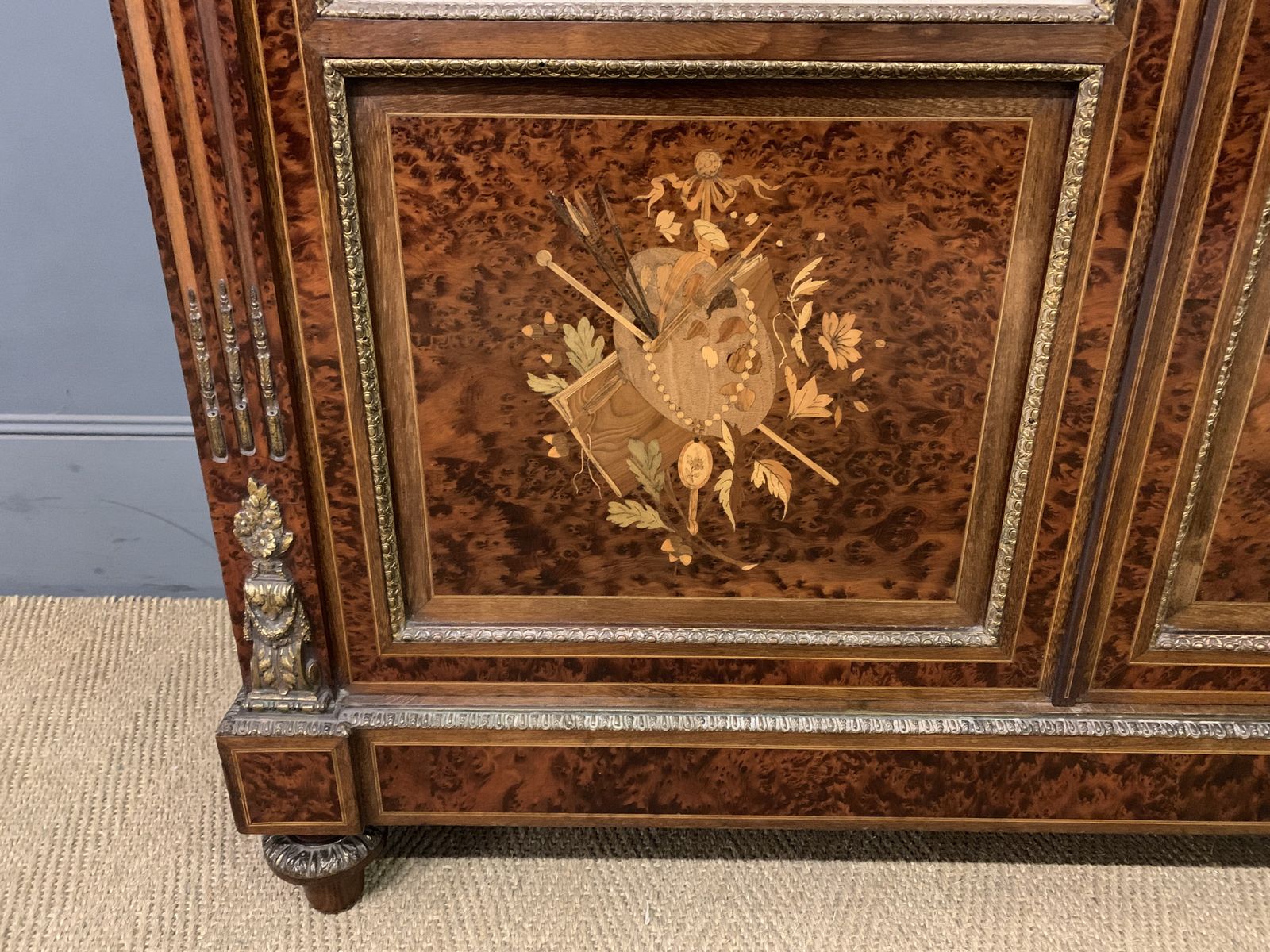 Inlaid Mahogany & Amboyna 19th Century French Bookcase photo Furniture