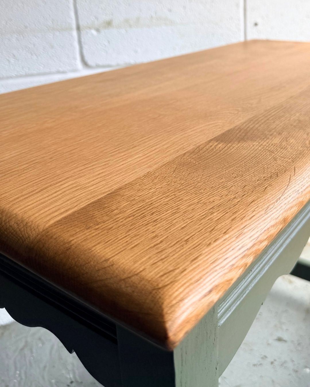 Vintage Solid Oak Table | Sage Green, Farmhouse, Modern Country photo for sale