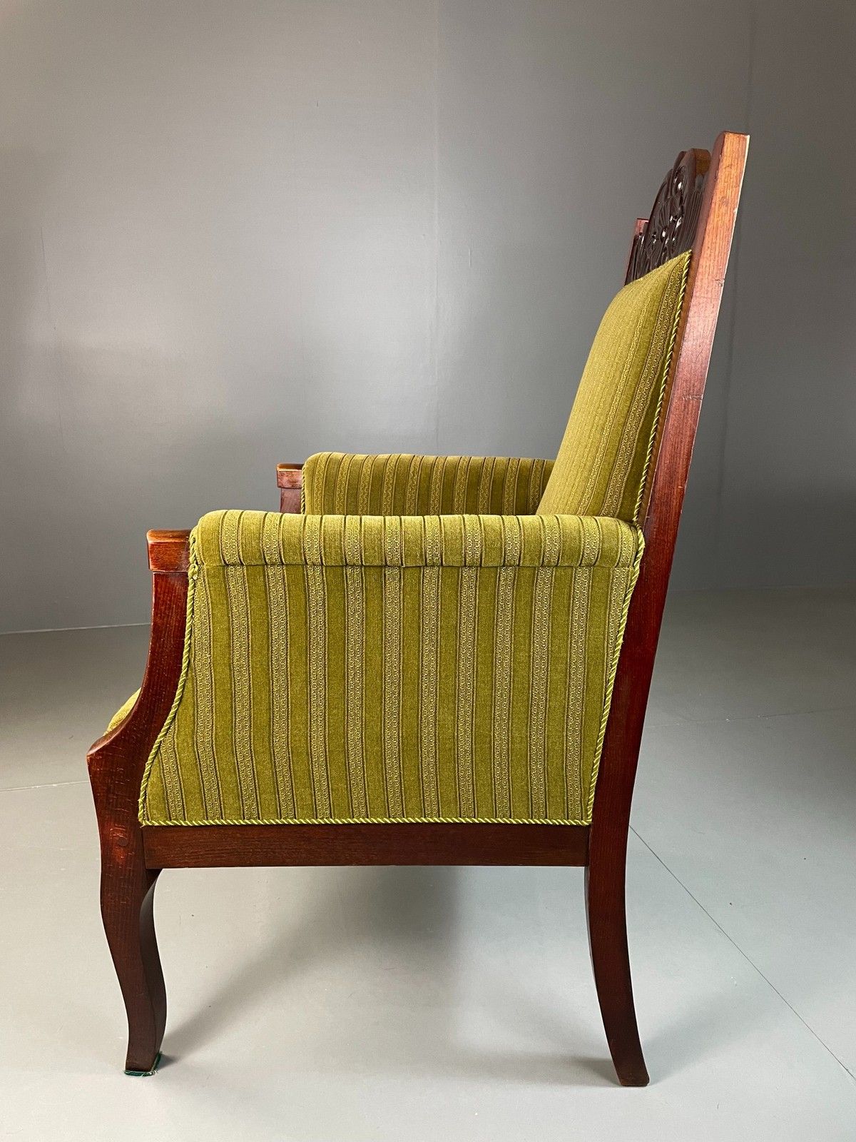 Antique Danish Lounge Chair Throne Type 1900s Green Eb04587 photo vinterior