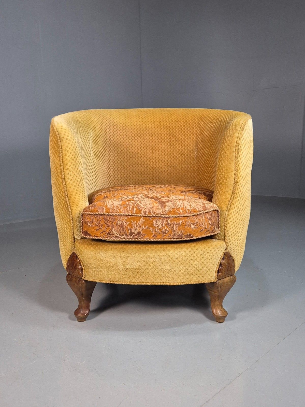 Antique Danish Art Deco Lounge Chair Tub Form Yellow 1920s Eb08052 photo Furniture