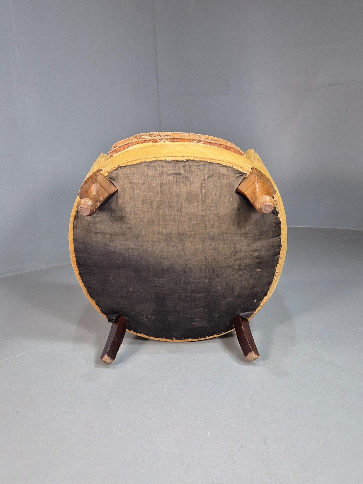 photo for sale Antique Danish Art Deco Lounge Chair Tub Form Yellow 1920s Eb08052