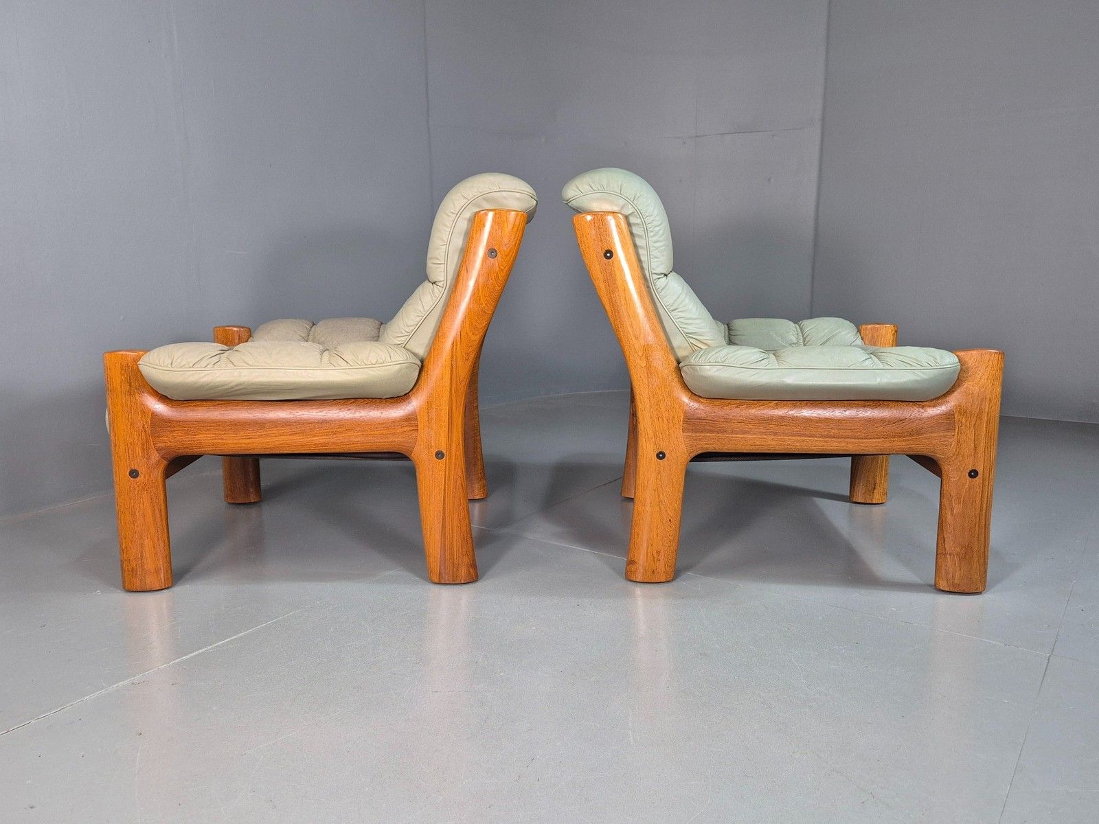 2 Vintage Ekornes Montana Lounge Chairs Teak Frames 1980s Retro Mcm Eb07995 photo buy