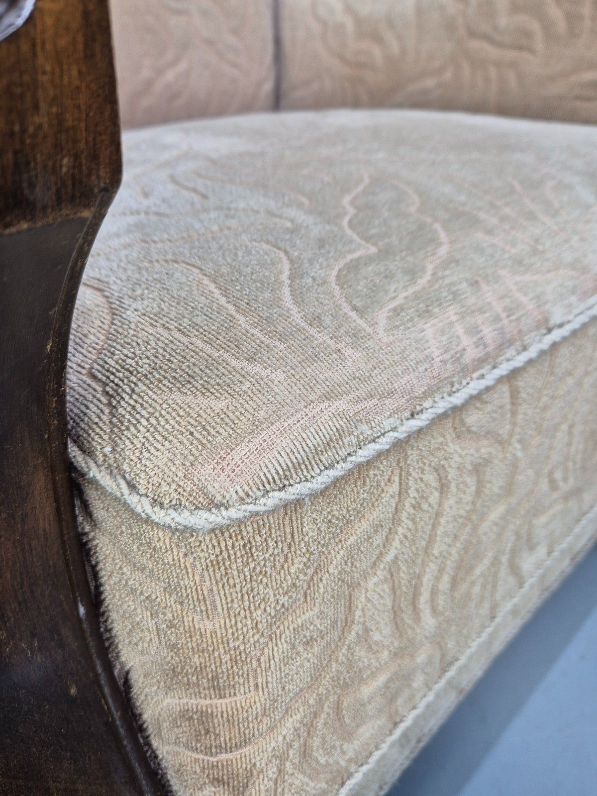 Antique Danish Art Deco Armchair Cream Moquette Beech Frame 1920s Eb02887 photo buy