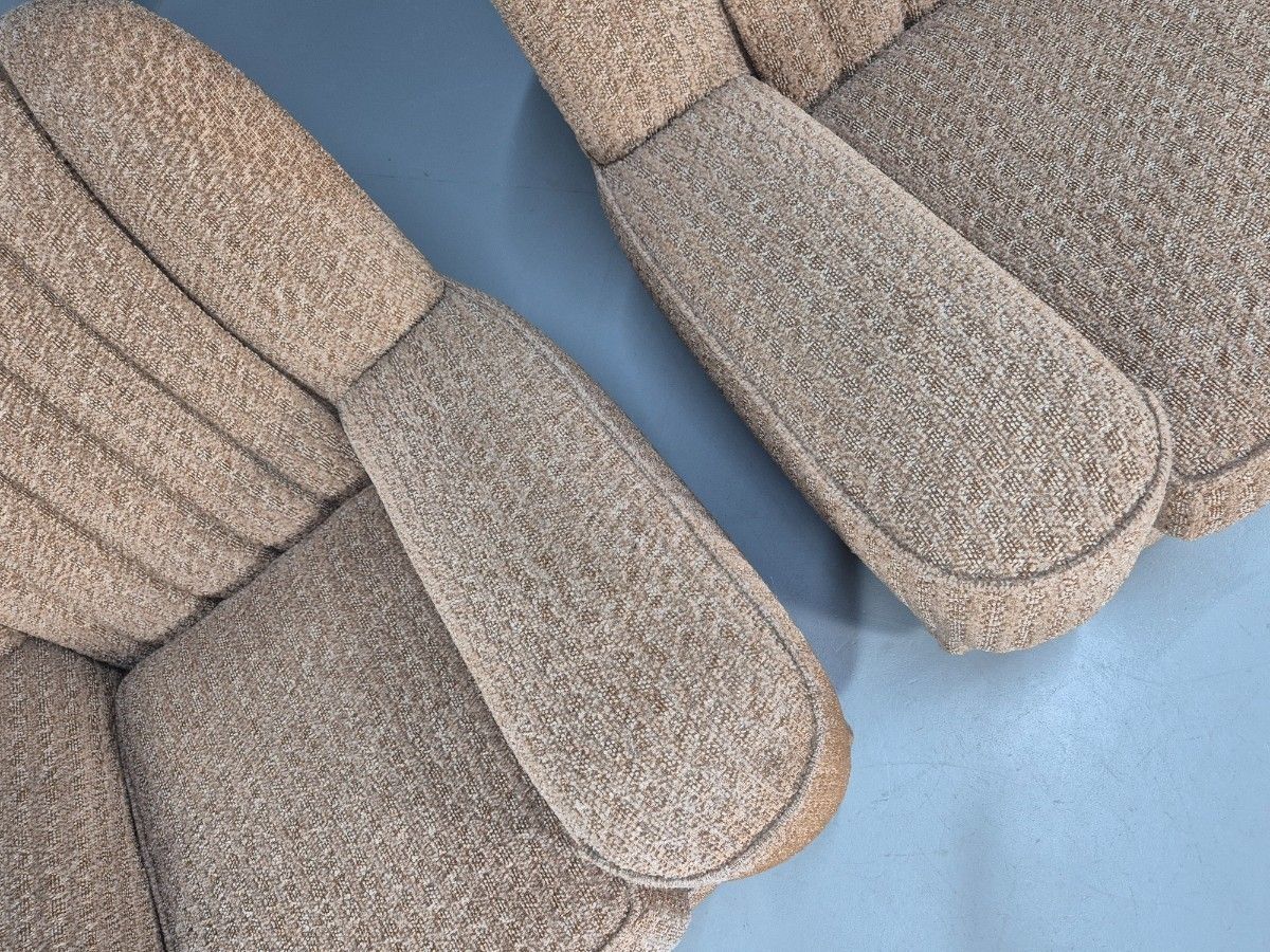 2 Vintage Art Deco Armchairs Beige Chenille Upholstery 1940s Eb09684 photo buy
