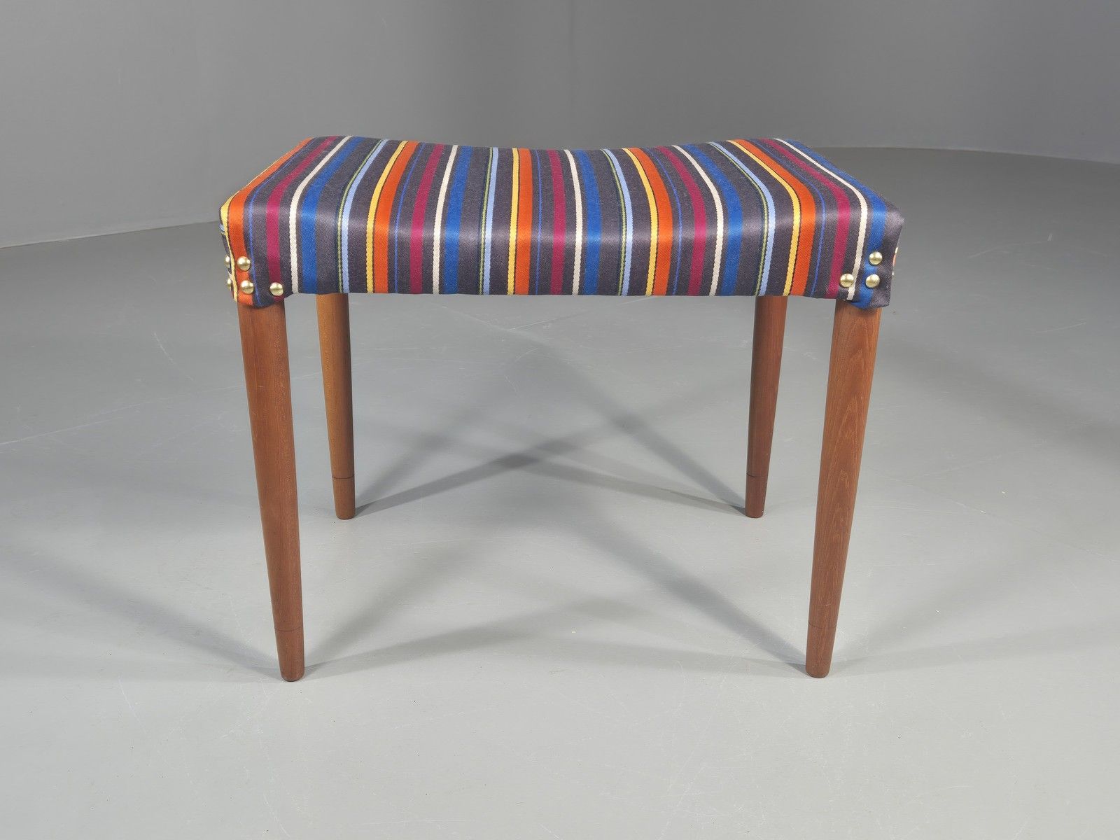 Vintage Midcentury Footstool Danish Design New Upholstery Retro Teak Eb12049 photo furniture