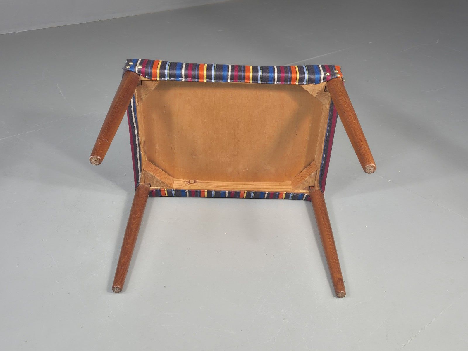 Vintage Midcentury Footstool Danish Design New Upholstery Retro Teak Eb12049 photo vinterior