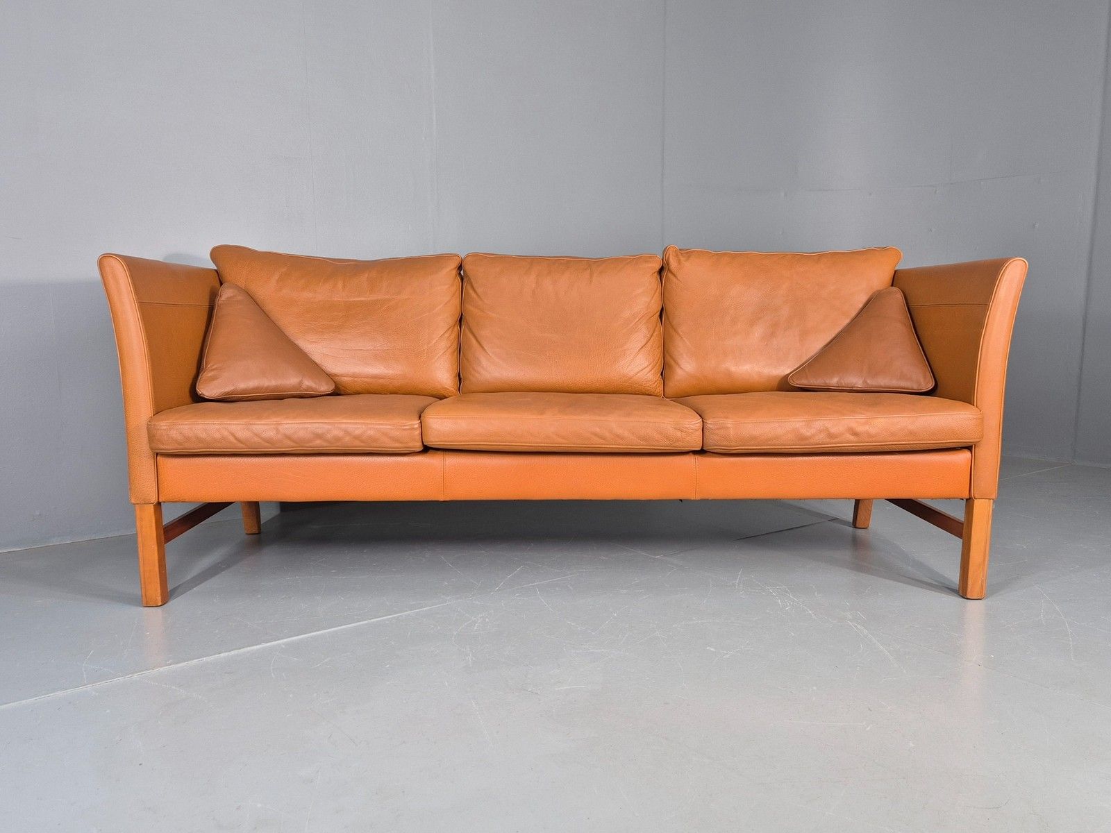 Vintage 3 Seater Sofa Danish Mid Century Skippers Tan Leather Retro  Eb10530 photo Furniture