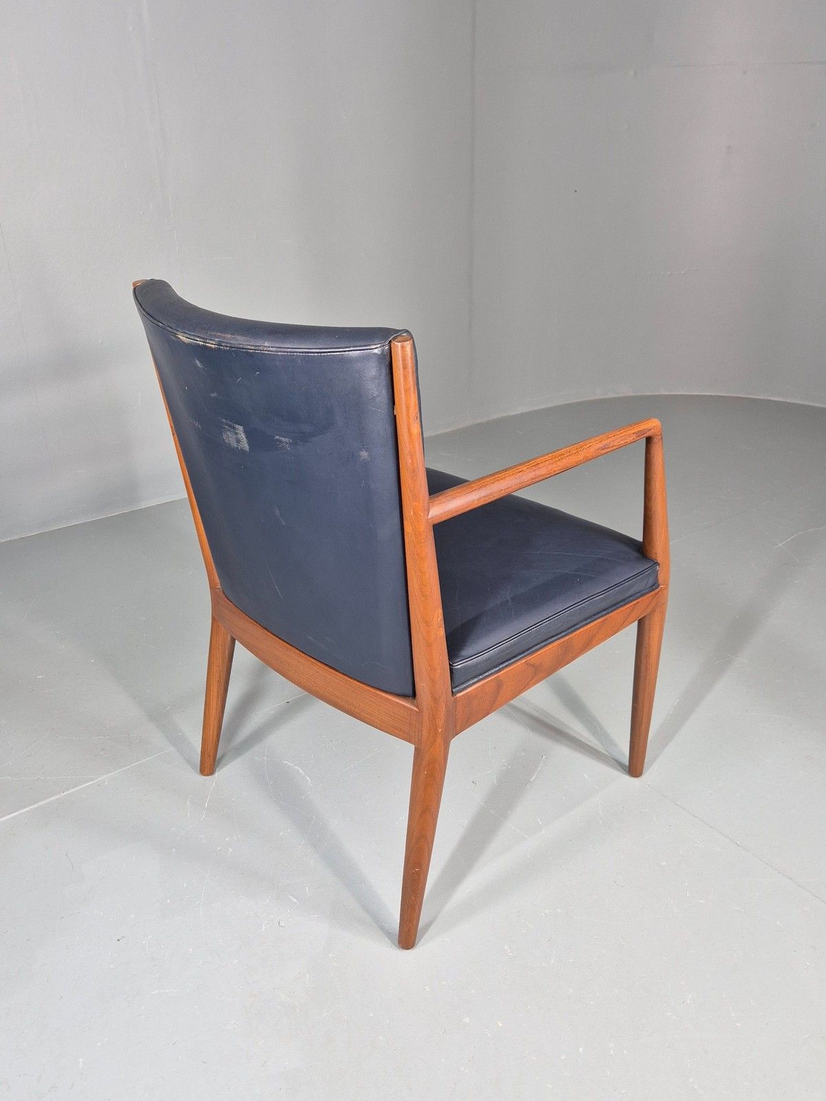 photo furniture Vintage Mid Century Teak Armchair Blue Leather 1960s Retro Eb11895
