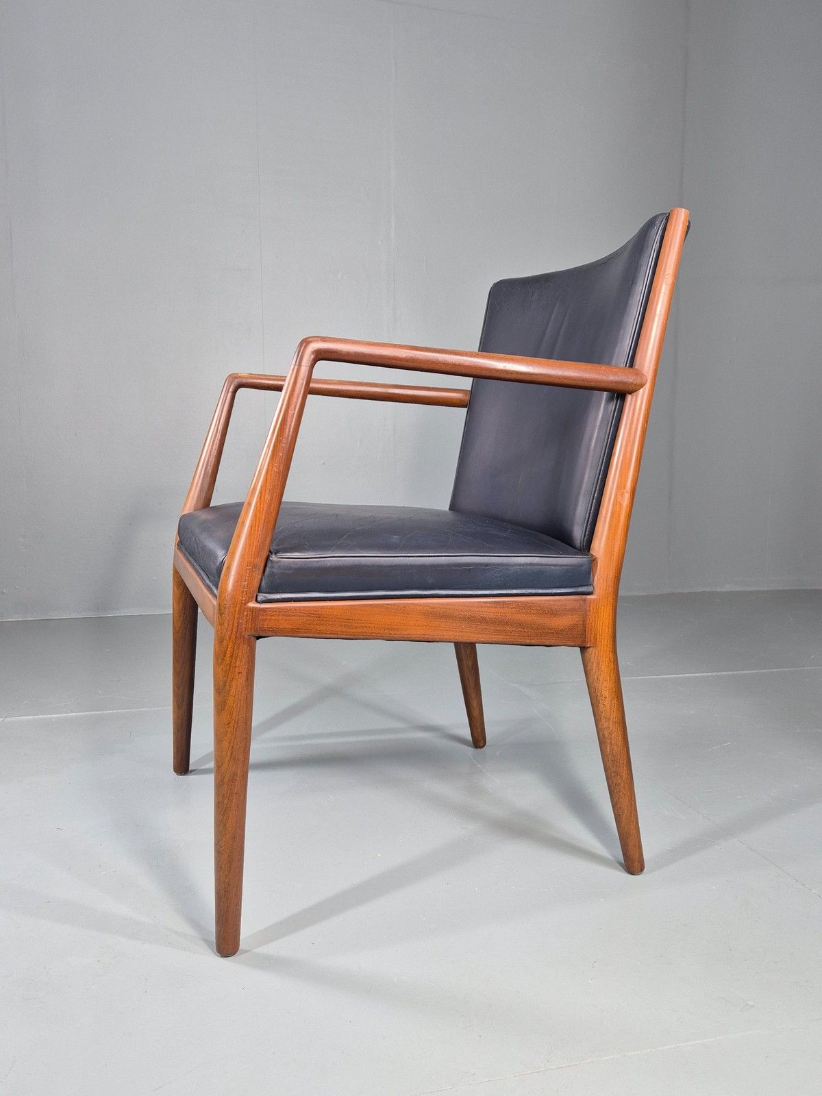 Vintage Mid Century Teak Armchair Blue Leather 1960s Retro Eb11905 photo furniture