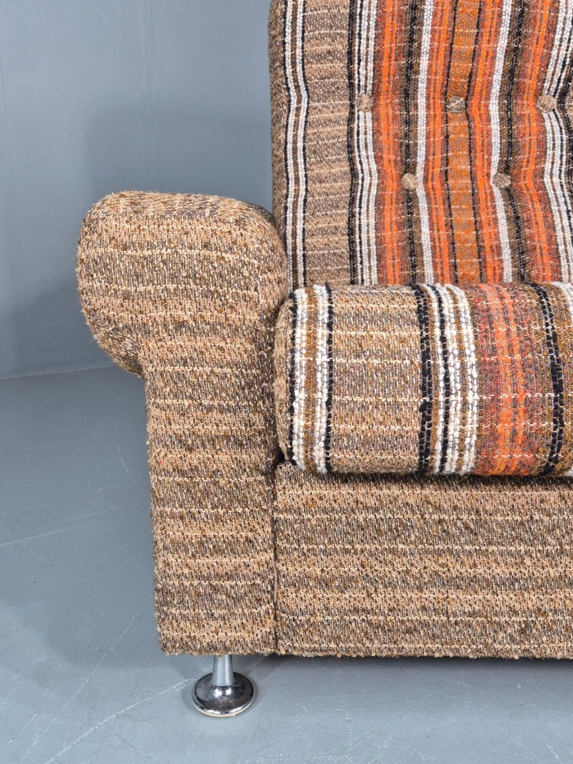 Vintage Retro Lounge Chair 1970s Danish Wool Stripe Upholstery Eb12088 photo 300.0