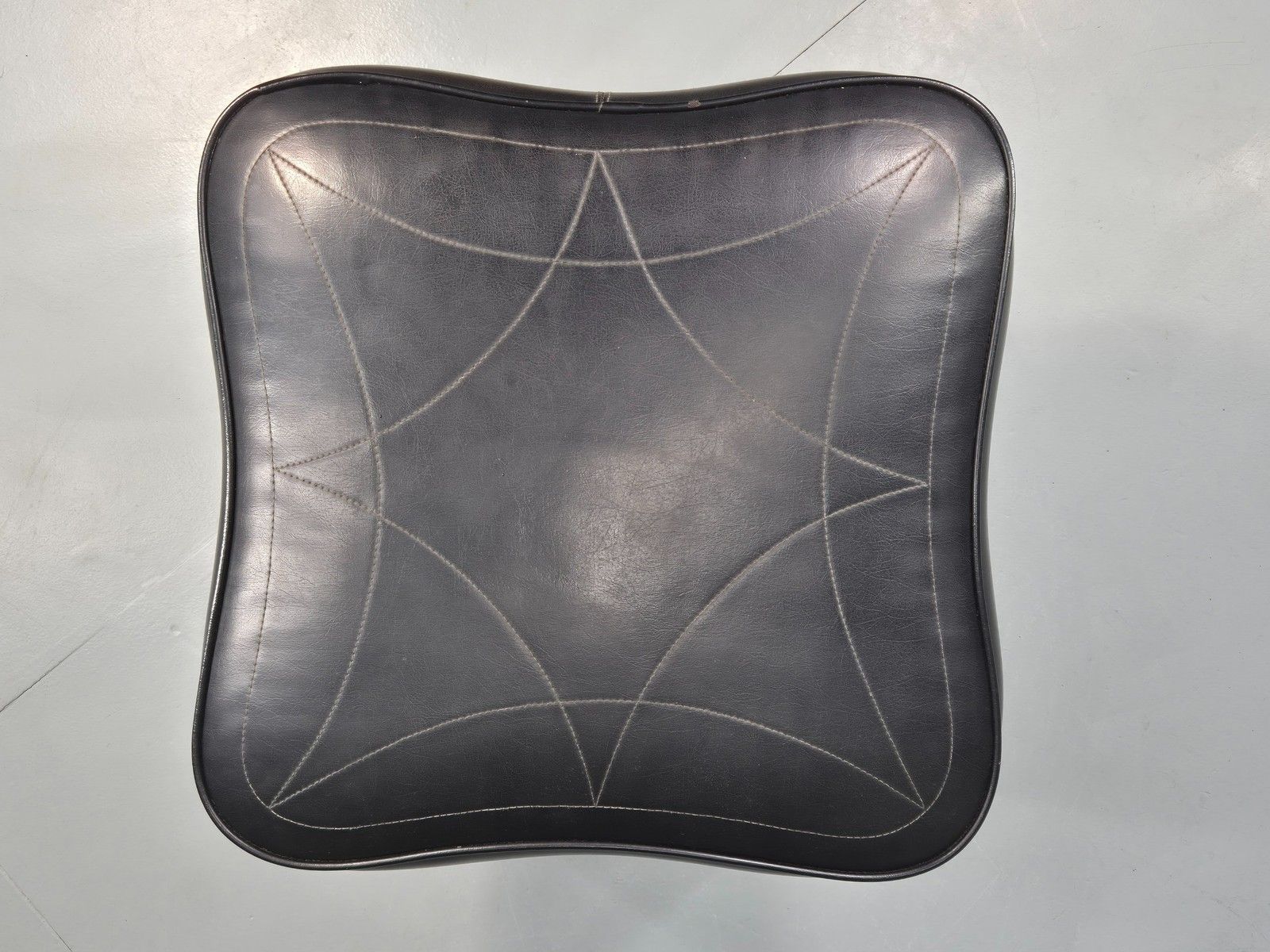 Vintage Danish Mid Century Footstool Black Vinyl Rosewood Legs 1960s Eb12100 photo vintage