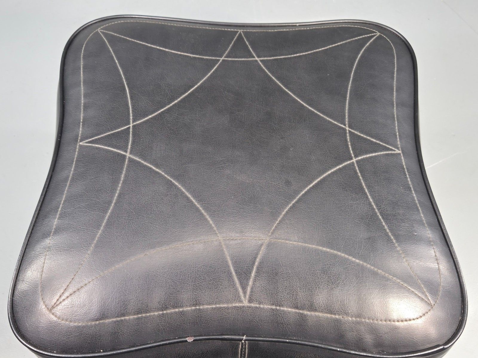 70.0 Vintage Danish Mid Century Footstool Black Vinyl Rosewood Legs 1960s Eb12100 photo