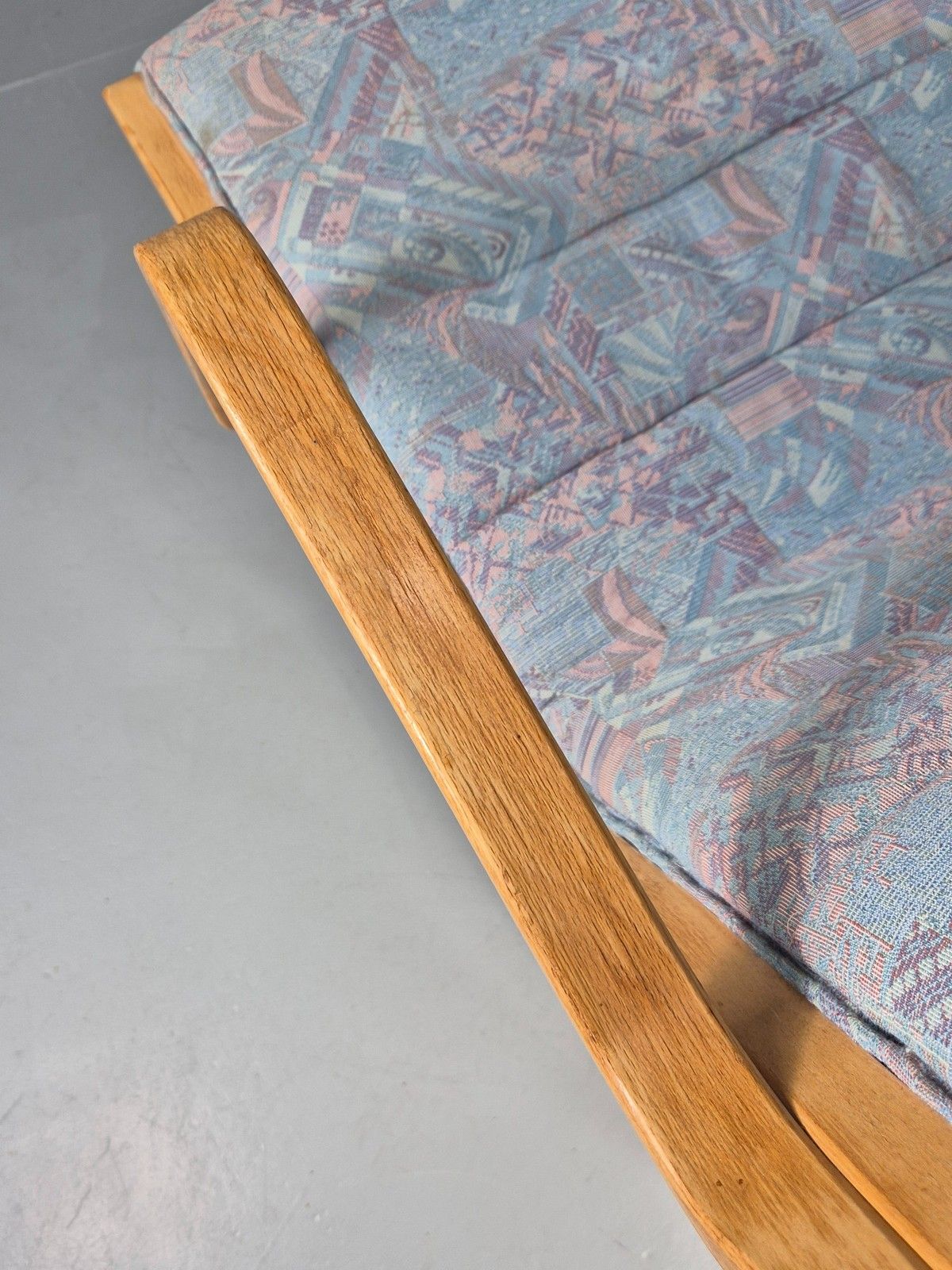 photo for sale Vintage Mid Century Danish Bentwood Chair Blue Abstract 1980s Retro Eb12107