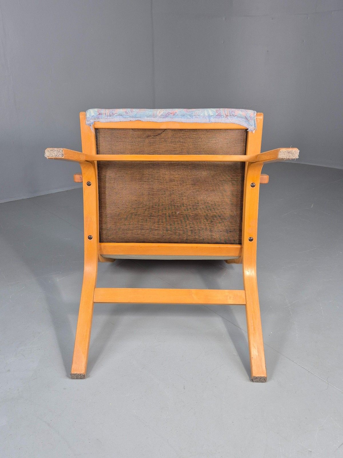 Furniture Vintage Mid Century Danish Bentwood Chair Blue Abstract 1980s Retro Eb12107 photo