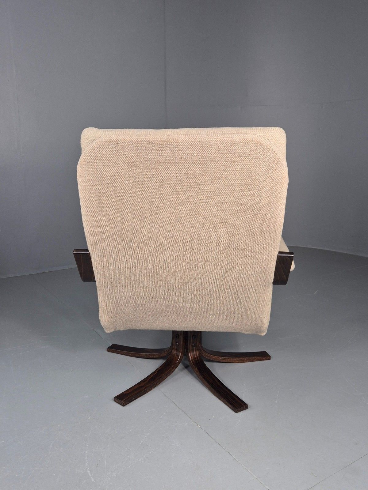 Vintage Danish Mid Century Swivel Chair Cream Bentwood Frame1970s Retro Eb12123 photo vinterior