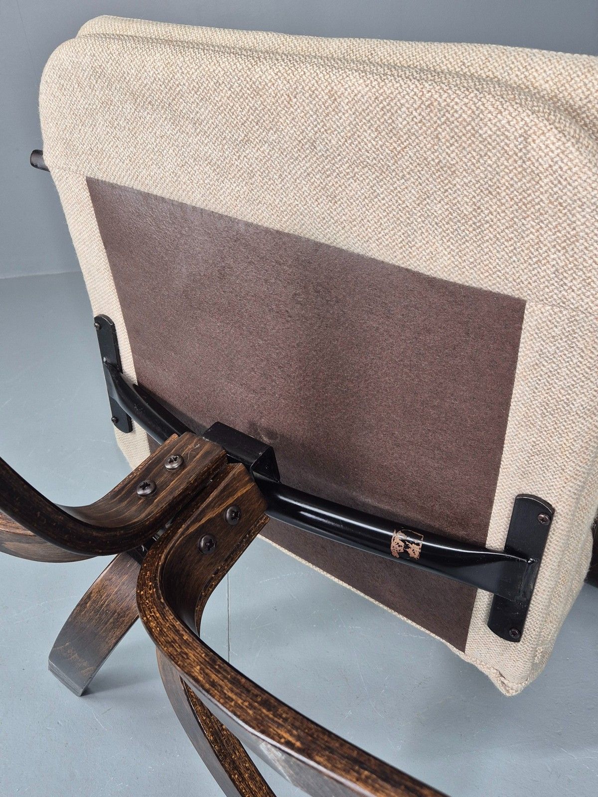 photo for sale Vintage Danish Mid Century Swivel Chair Cream Bentwood Frame1970s Retro Eb12123