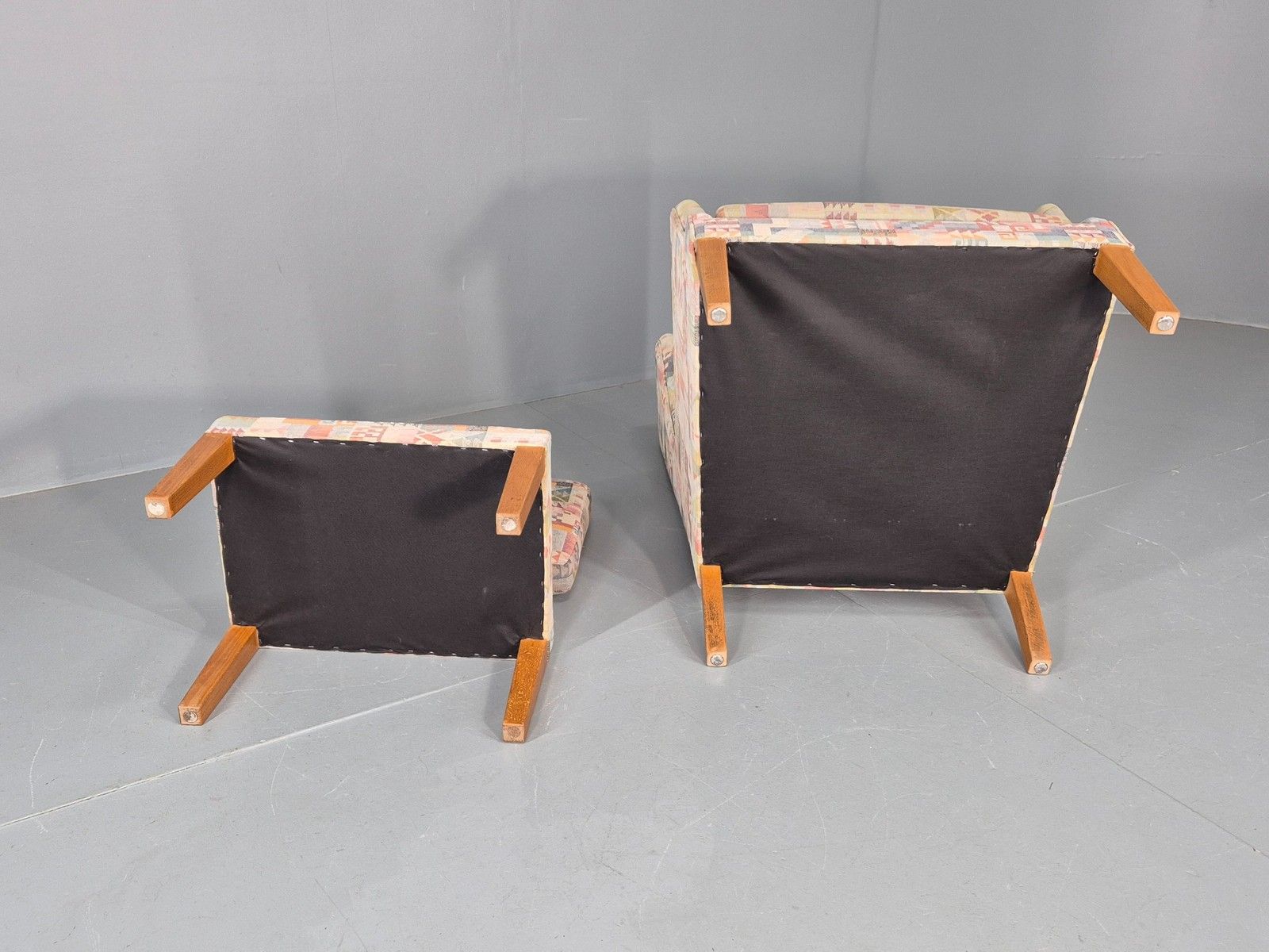 Vintage Danish Wing Back Armchair And Stool 1980s Retro Mcm Eb12139 photo vinterior