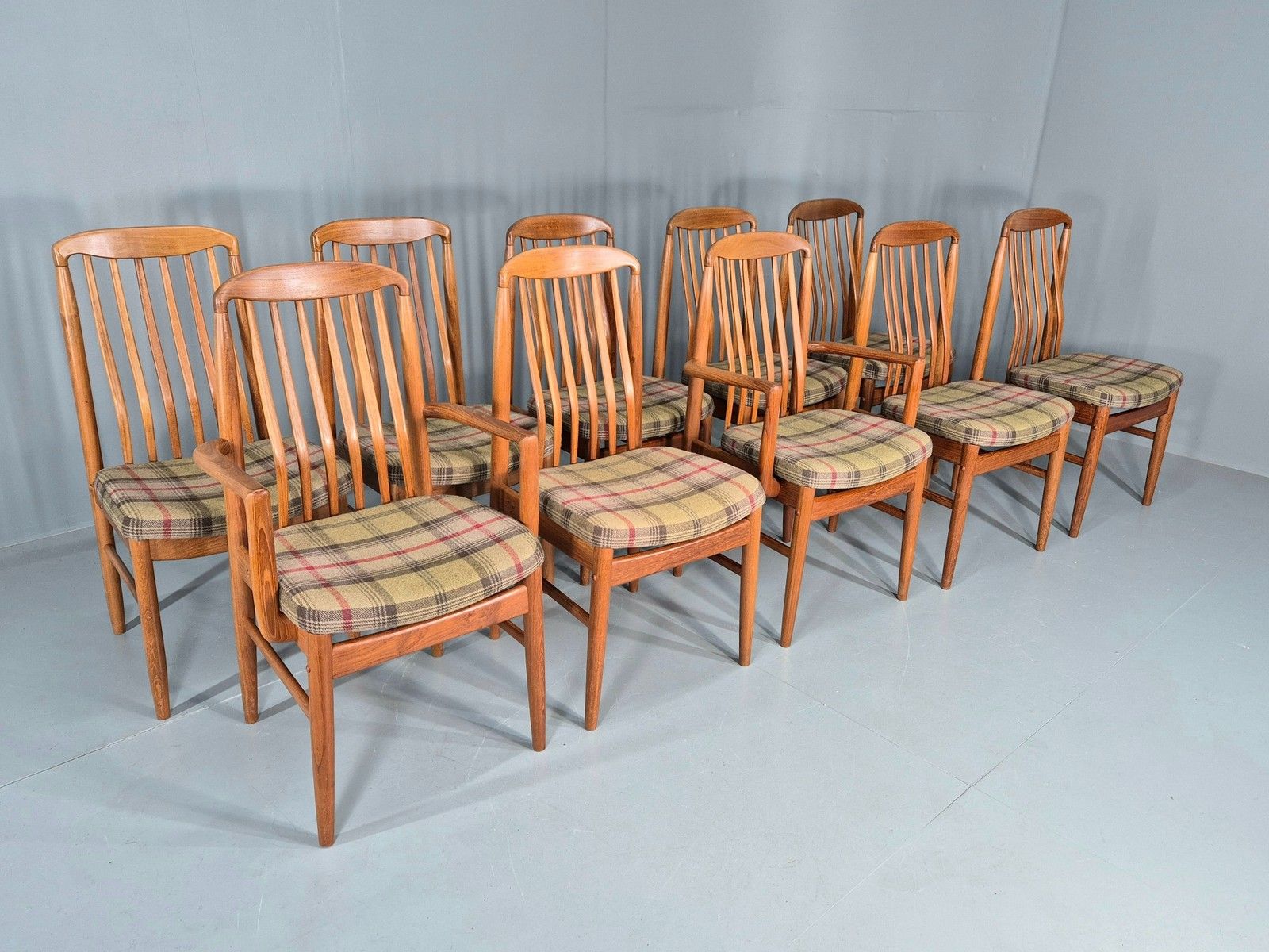 10 Vintage Mid Century Dining Chairs Teak Frame Benny Linden Design 70s Eb12165 photo furniture