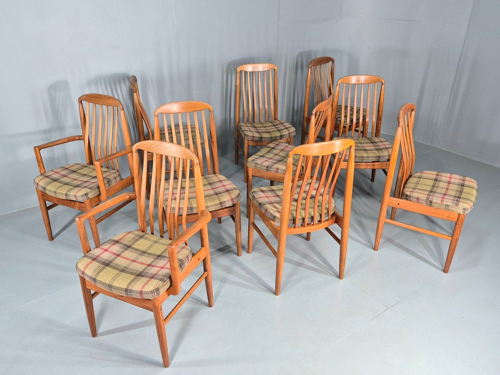 10 Vintage Mid Century Dining Chairs Teak Frame Benny Linden Design 70s Eb12165 photo vintage