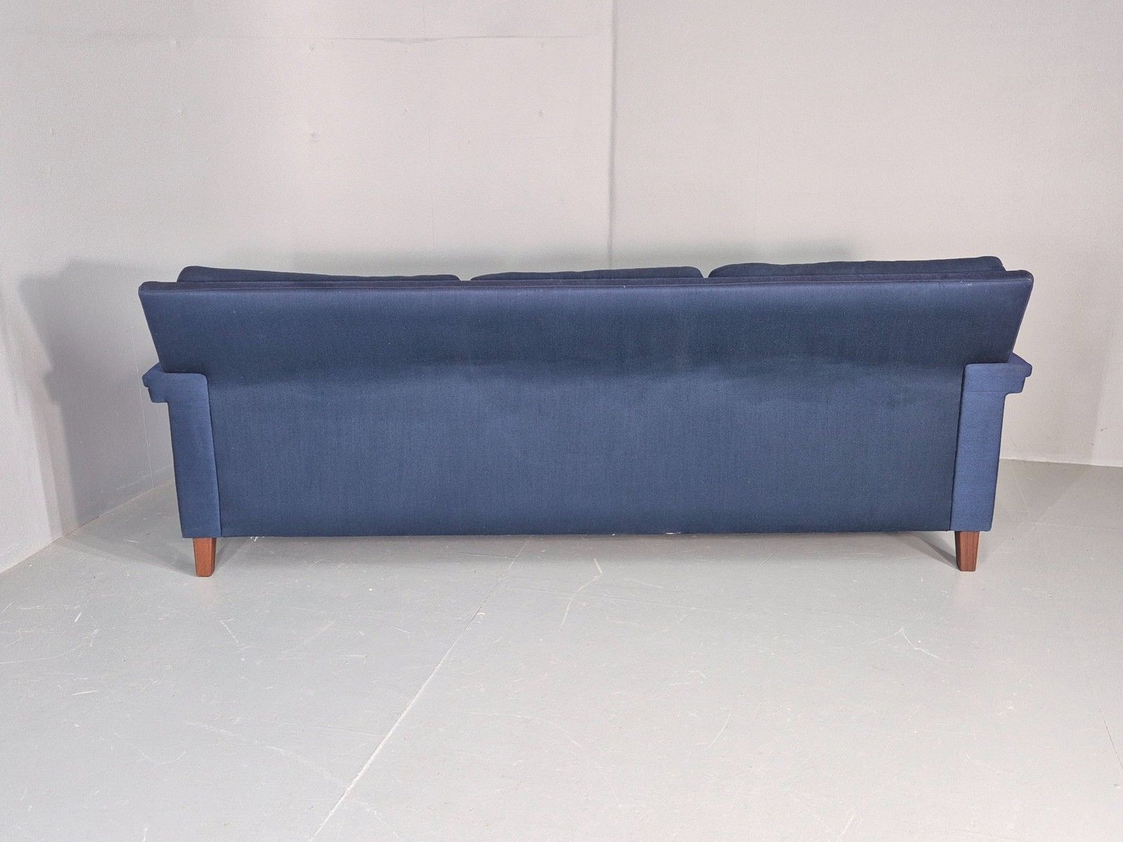 Furniture Vintage 3 Seater Sofa Mid Century Danish Dark Blue Wool Retro 1960s  Eb12230 photo