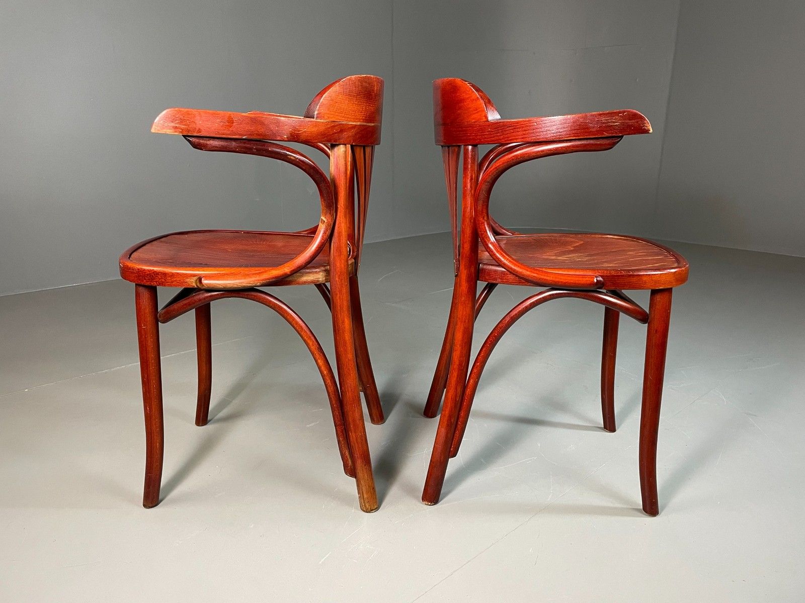 2 Bistro Chairs Thonet Style Mahogany Colour Late Twentieth Century Eb06253 photo for sale