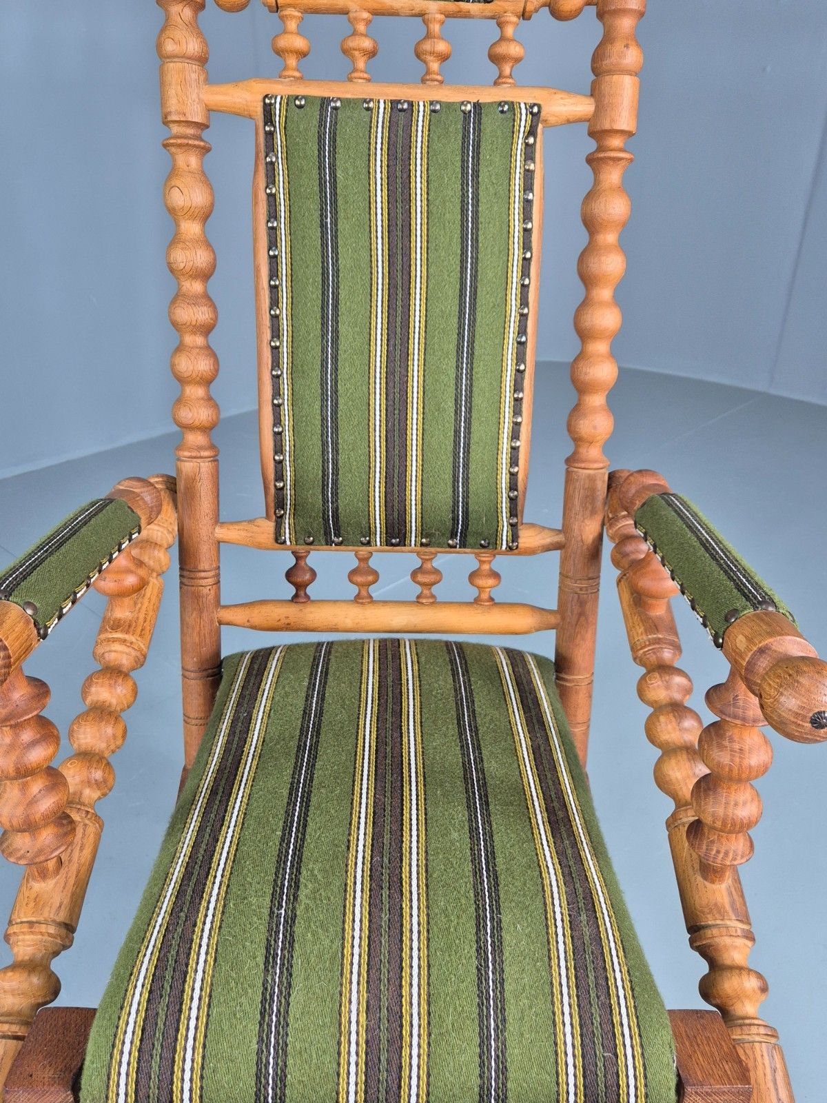 photo for sale Vintage Henning Kjaernulf Oak Rocker 1970s Retro Original Cloth Green Eb12112