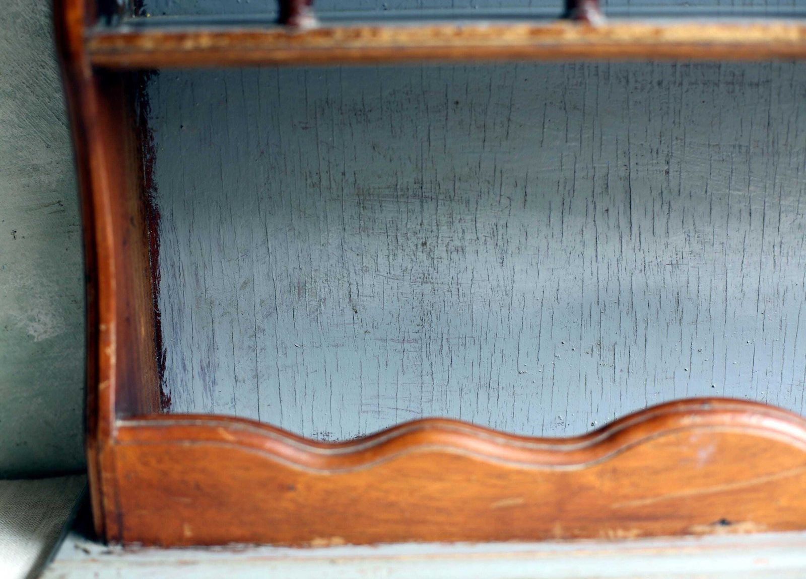 Antique French Wooden Shelves Wall 3 Tier Shelf Unit Vintage Painted Distressed Wall Book Case photo vinterior