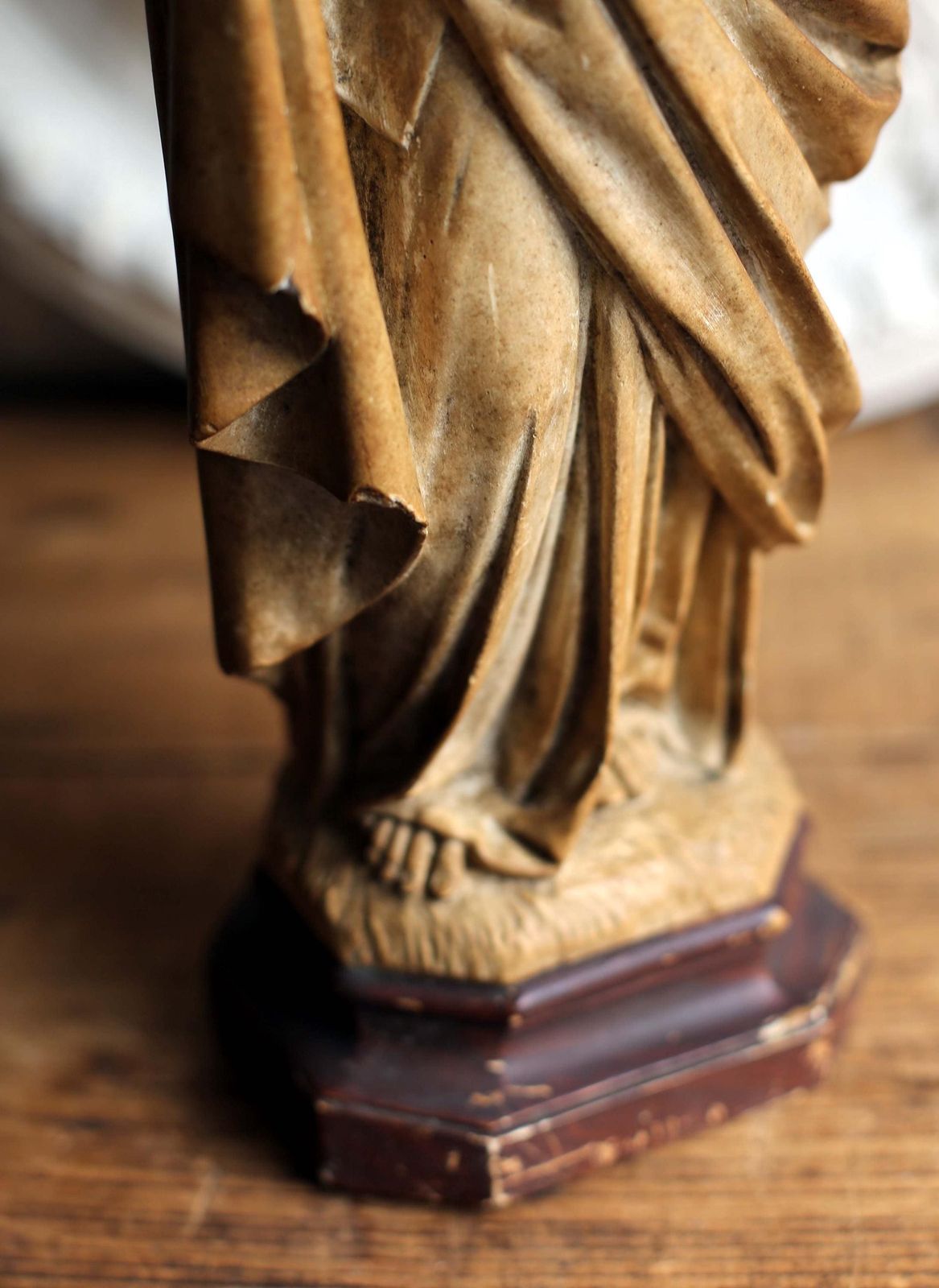 Antique French Good Shepherd Jesus Statue Religious Christ Figure With Lamb photo vinterior