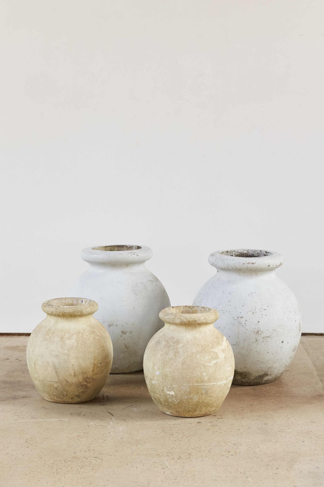 Pair Of Willy Guhl For Eternit Olive Pot Planters, Switzerland, C1960 photo vintage