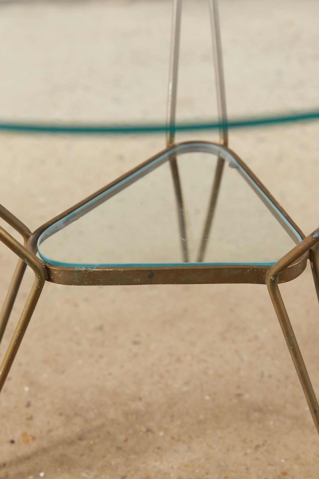 Mid Century Italian Brass And Glass Two Tier Coffee Table photo for sale