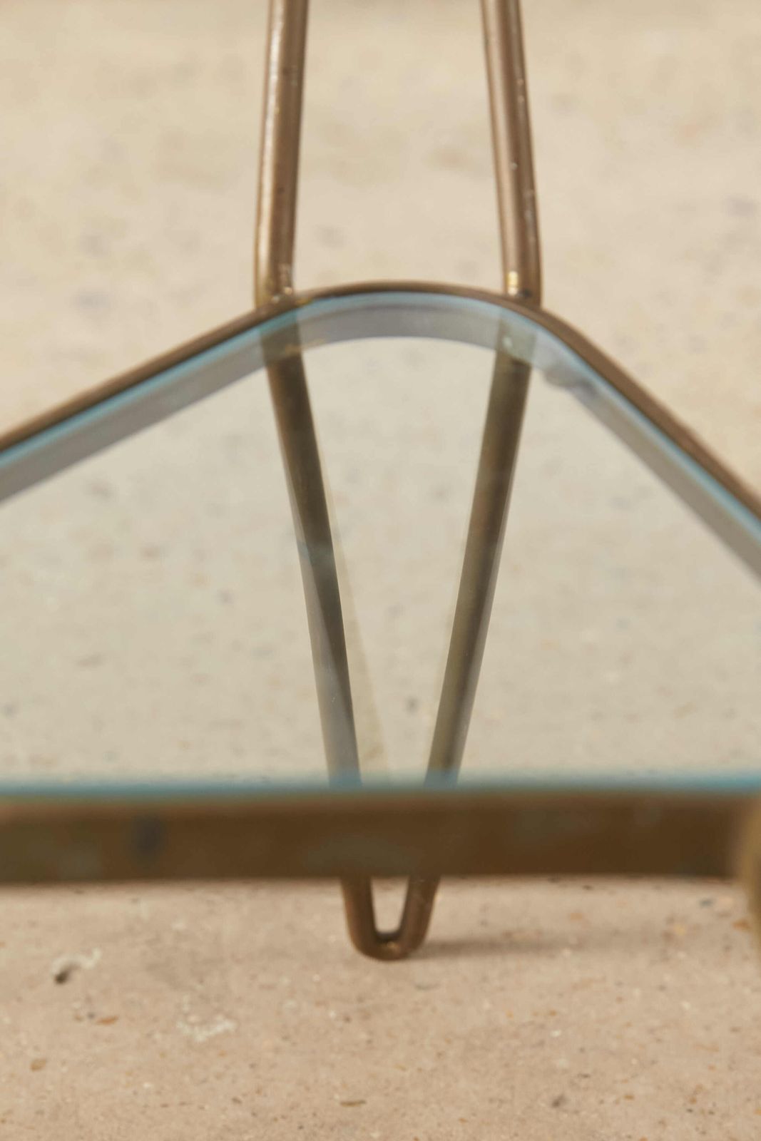 Mid Century Italian Brass And Glass Two Tier Coffee Table photo vinterior
