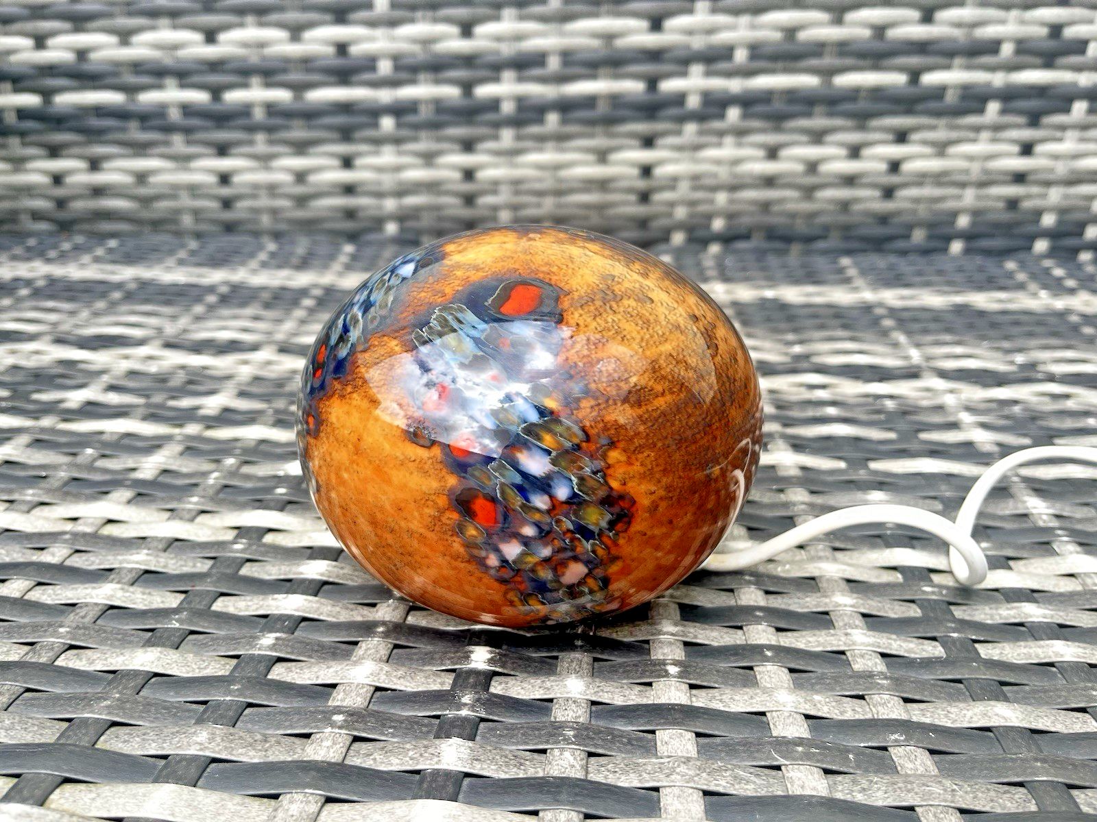 photo furniture Vintage 80s Studio Art Glass Volcanic Lamp Amber Lava Effect Speckled Mood Light