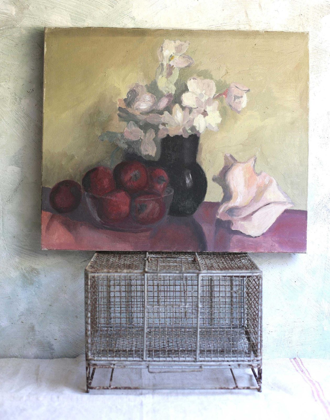 Original Still Life Oil Painting French Antique Impressionist Artist Fruit On Canvas Picture photo 248.0