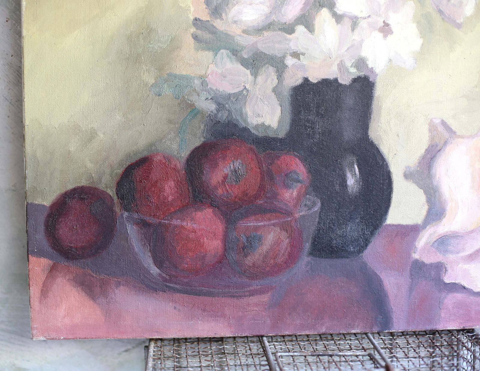 Original Still Life Oil Painting French Antique Impressionist Artist Fruit On Canvas Picture photo buy