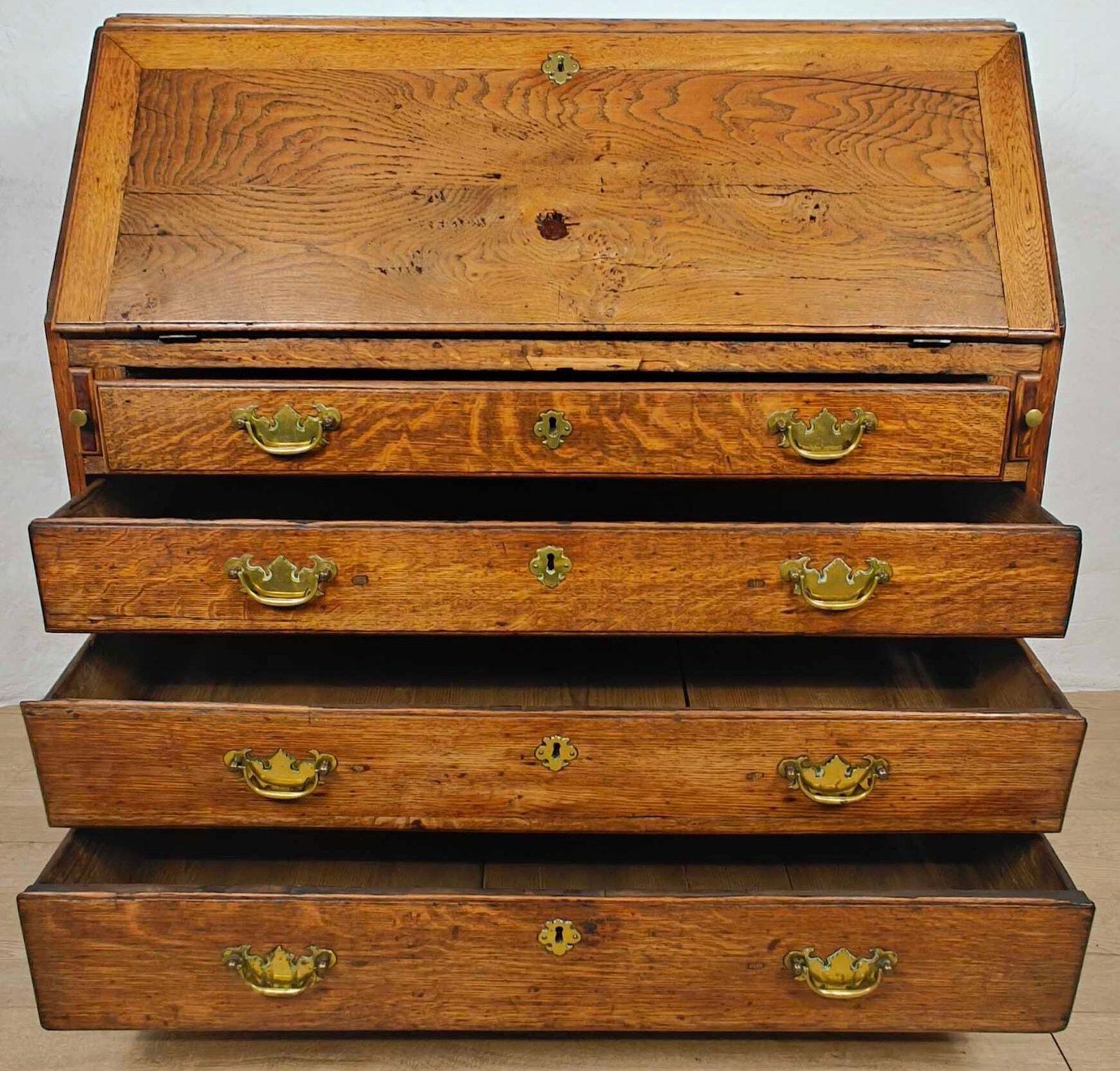 George III Writing Bureau Desk Oak 18thc Antique English photo 840.0