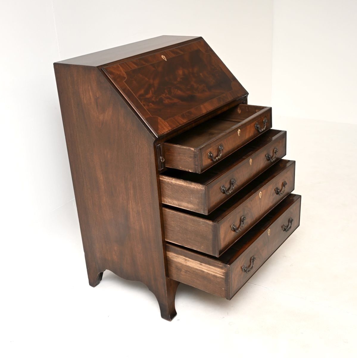 Antique Georgian Period Bureau Desk In Mahogany photo vintage