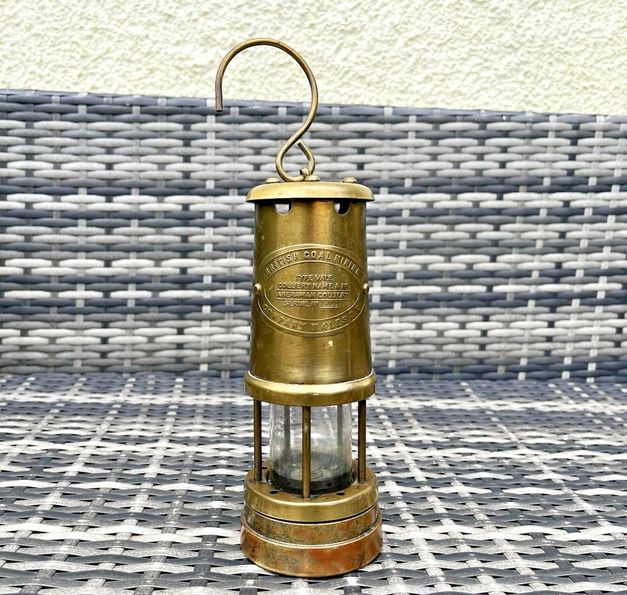 Vintage Antique Style Aberamon Brass Miners Safety Oil Lamp Lantern Light Burner