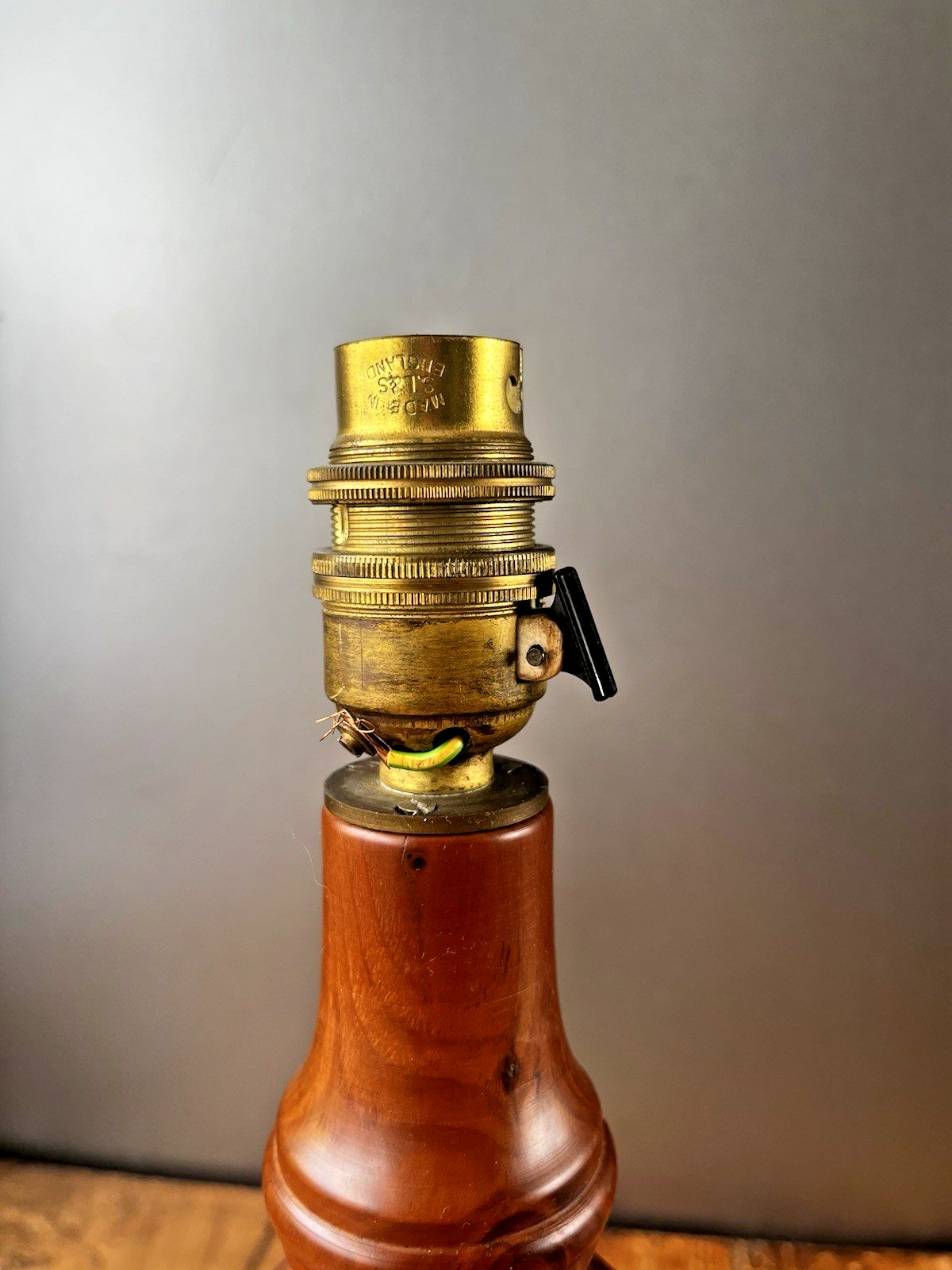 Lighting Mid Century Turned Teak Hooped Table Lamp Desk Light Vintage Scandi 60's 70's photo