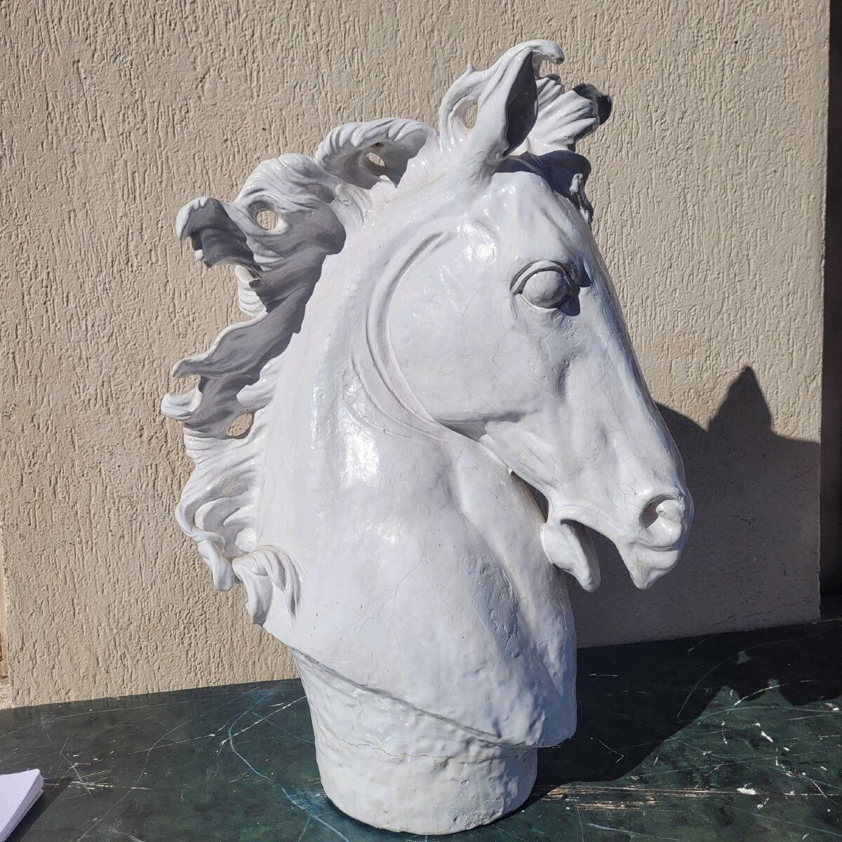 photo furniture Ceramic Horse Heads, H70cm, Italy, 20th Century
