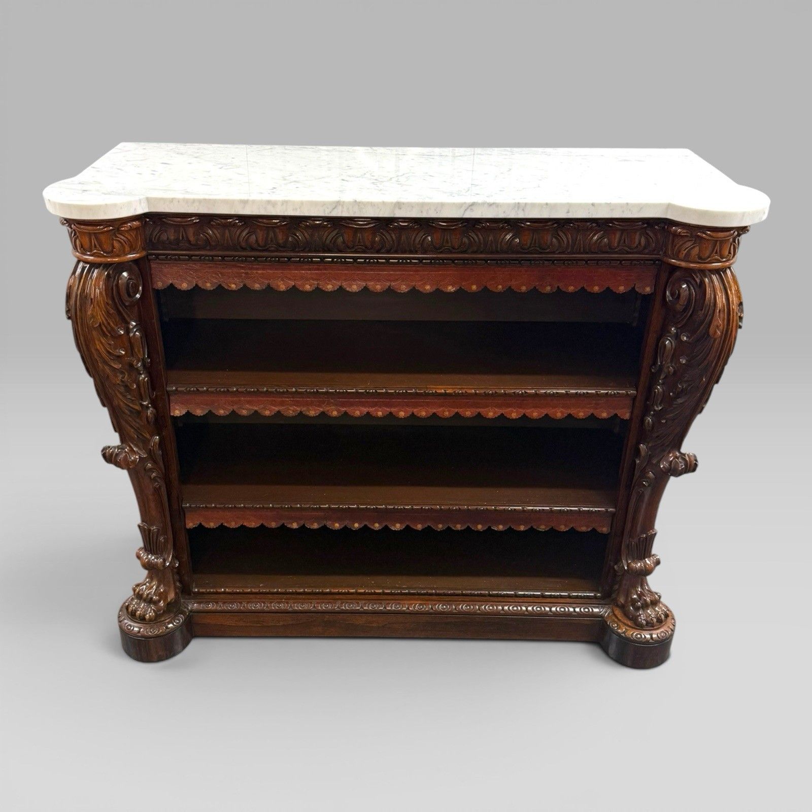Antique William IV Rosewood Open Bookcase Marble Top Attributed Gillows photo furniture