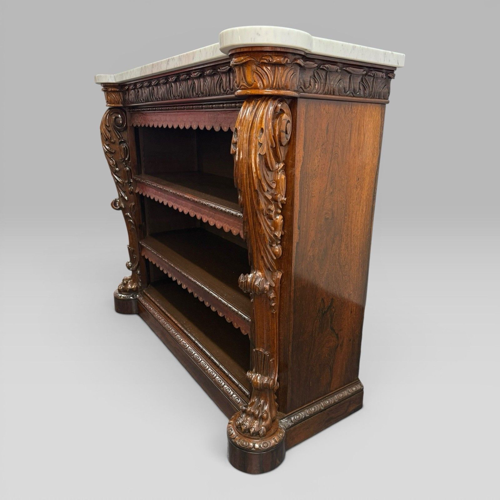 Antique William IV Rosewood Open Bookcase Marble Top Attributed Gillows photo buy