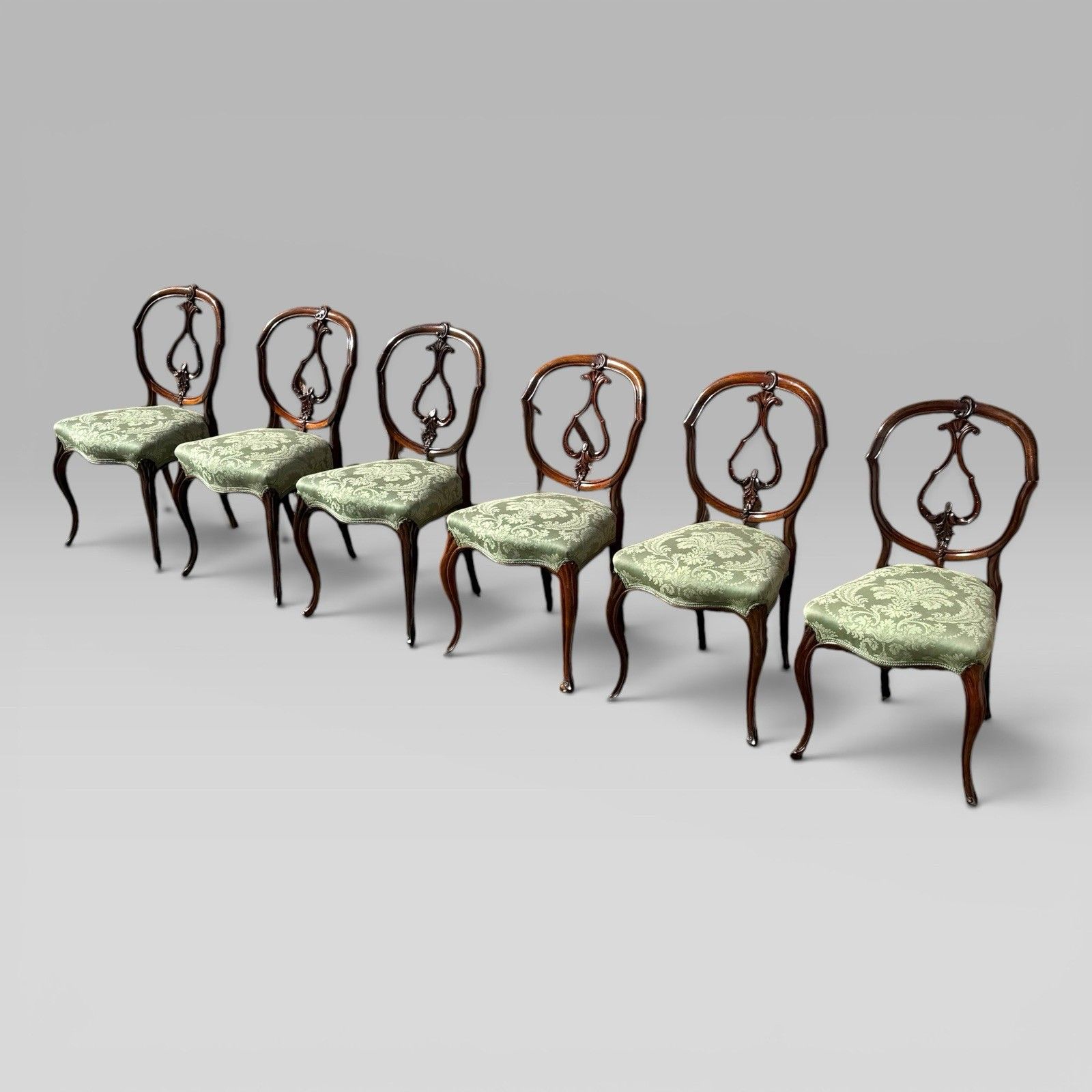 Antique Victorian Mahogany Balloon Back Dining Chairs, Set Of 6 photo Furniture